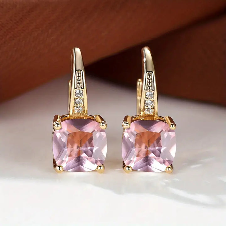 Candice - Gold Mystic Stone Hoop Earrings