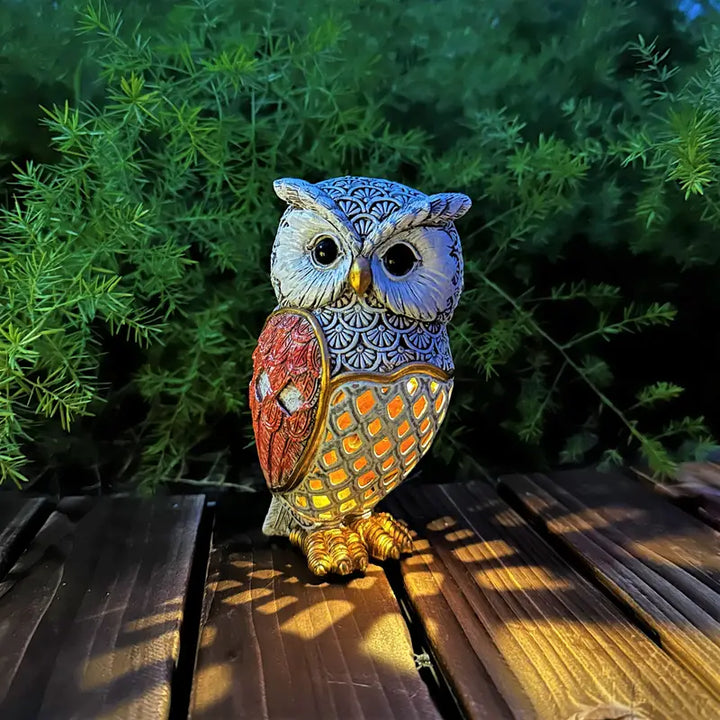 Solar-Operated Owl Resin Light