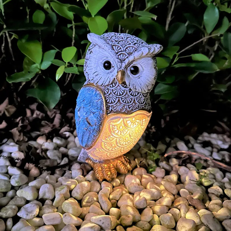 Solar-Operated Owl Resin Light