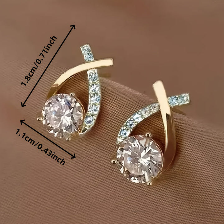 Hope - Golden Cross Zirconia Stud Earrings