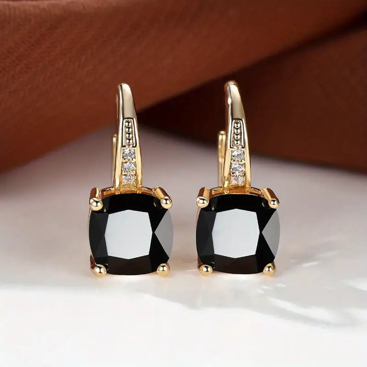 Candice - Gold Mystic Stone Hoop Earrings