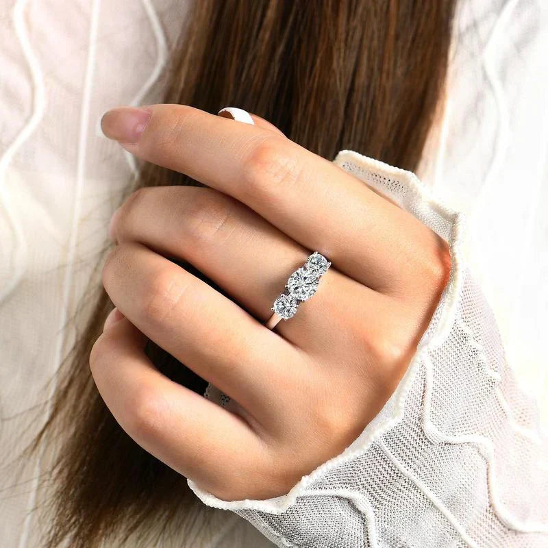 Clare - Triple Stone Ring in White Gold