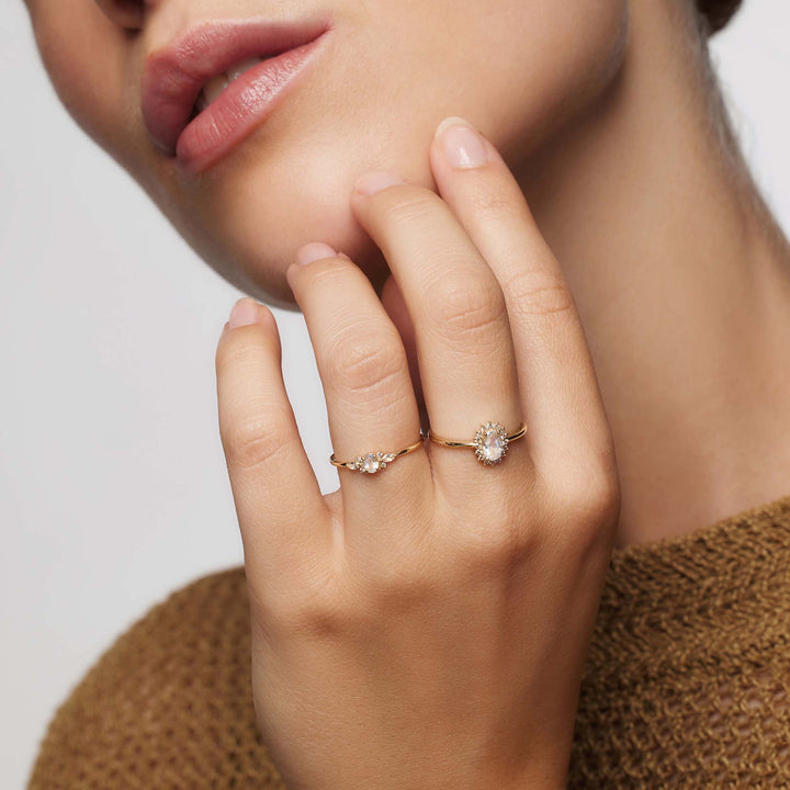 Gold Moonstone Muse Ring