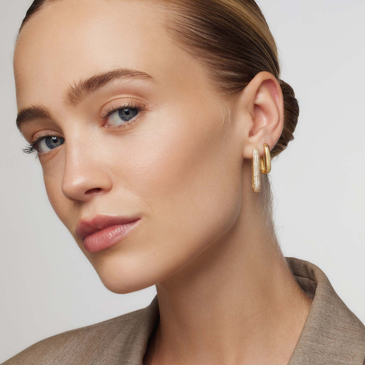 Diana - Gold Large Icon Pavé Hoop Earrings