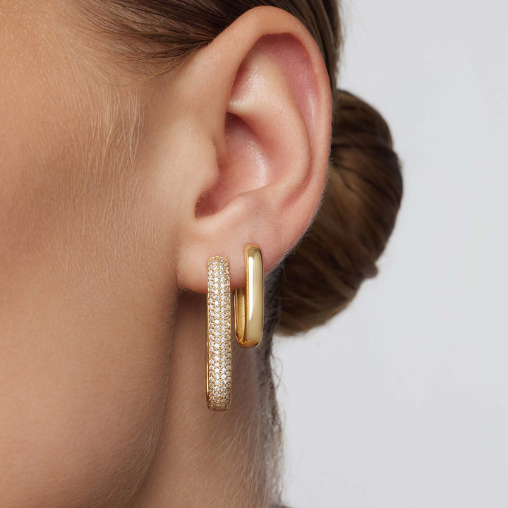 Diana - Gold Large Icon Pavé Hoop Earrings
