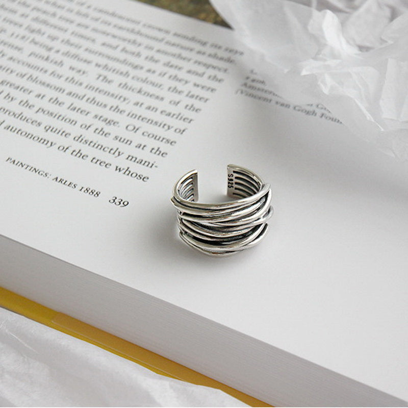 Erica - Adjustable Multi-Layer Silver Ring