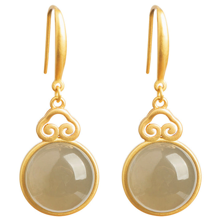 Brittany - Retro Green Moonstone Earrings