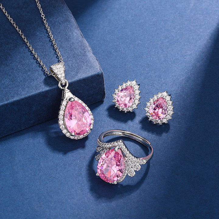 Aria - Pink Teardrop Jewelry Set