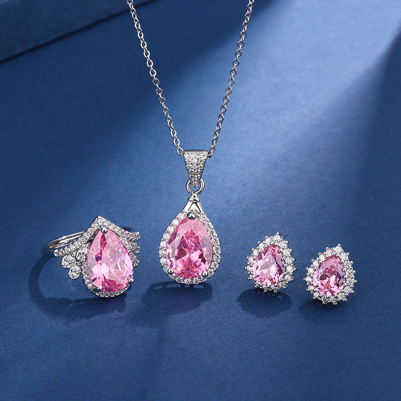 Aria - Pink Teardrop Jewelry Set
