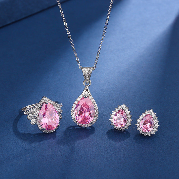 Aria - Pink Teardrop Jewelry Set