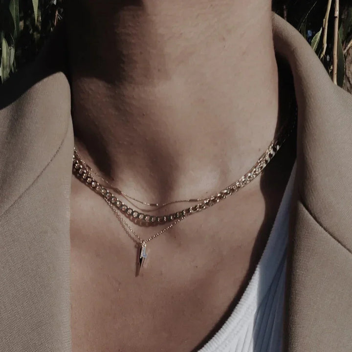 Carla - Gold Flat Link Curb Chain Necklace