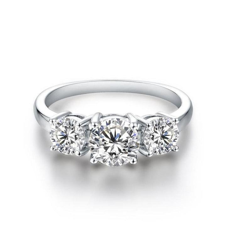 Clare - Triple Stone Ring in White Gold