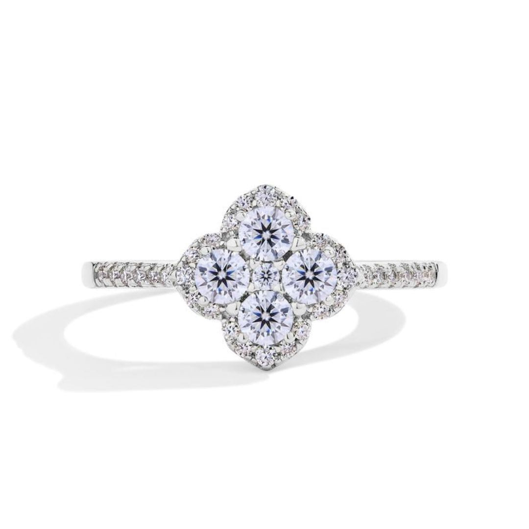 Soraya Clover Ring in White Gold