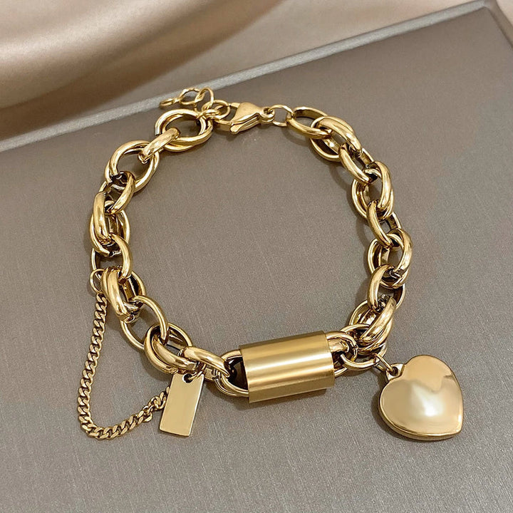 Audrey - Gold Chunky Heart Bracelet
