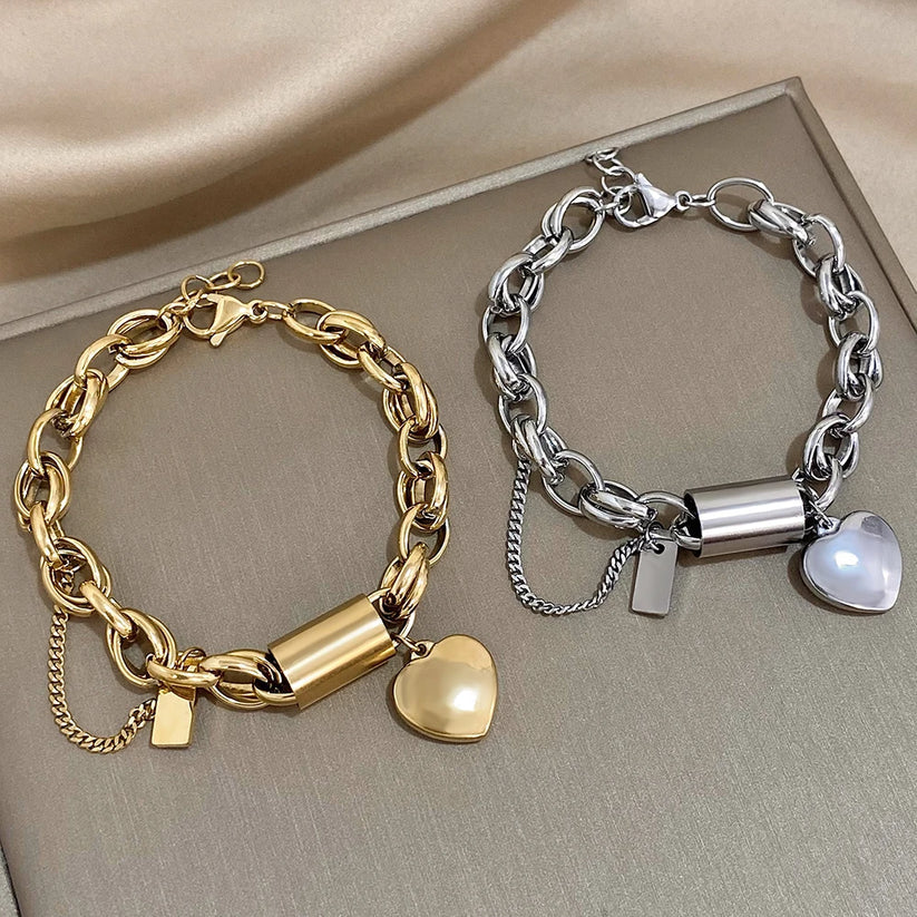 Audrey - Gold Chunky Heart Bracelet