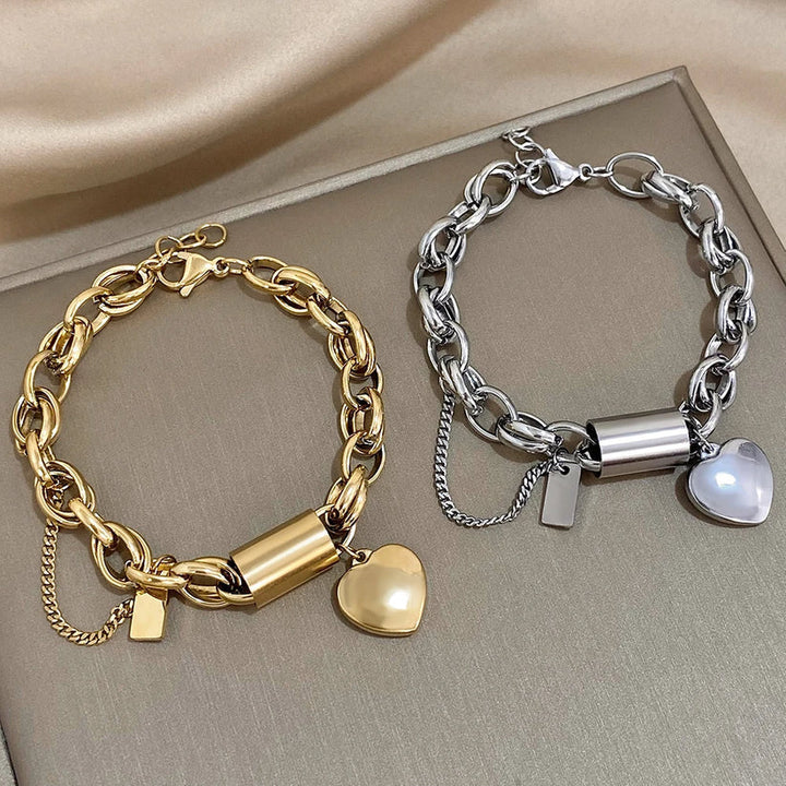 Audrey - Gold Chunky Heart Bracelet