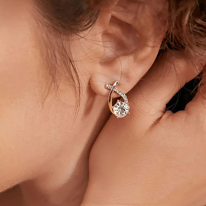 Hope - Golden Cross Zirconia Stud Earrings