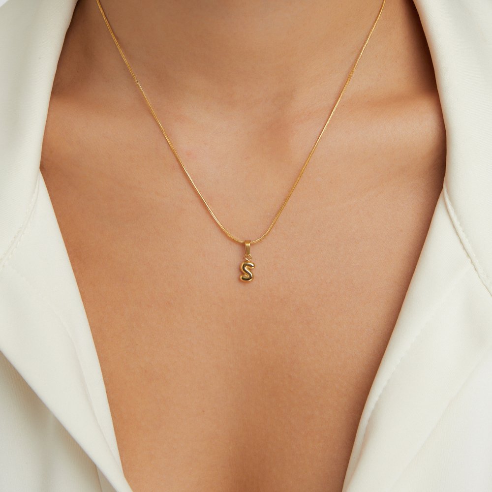 Emily - Elegant Bubble Letter Pendant Necklace