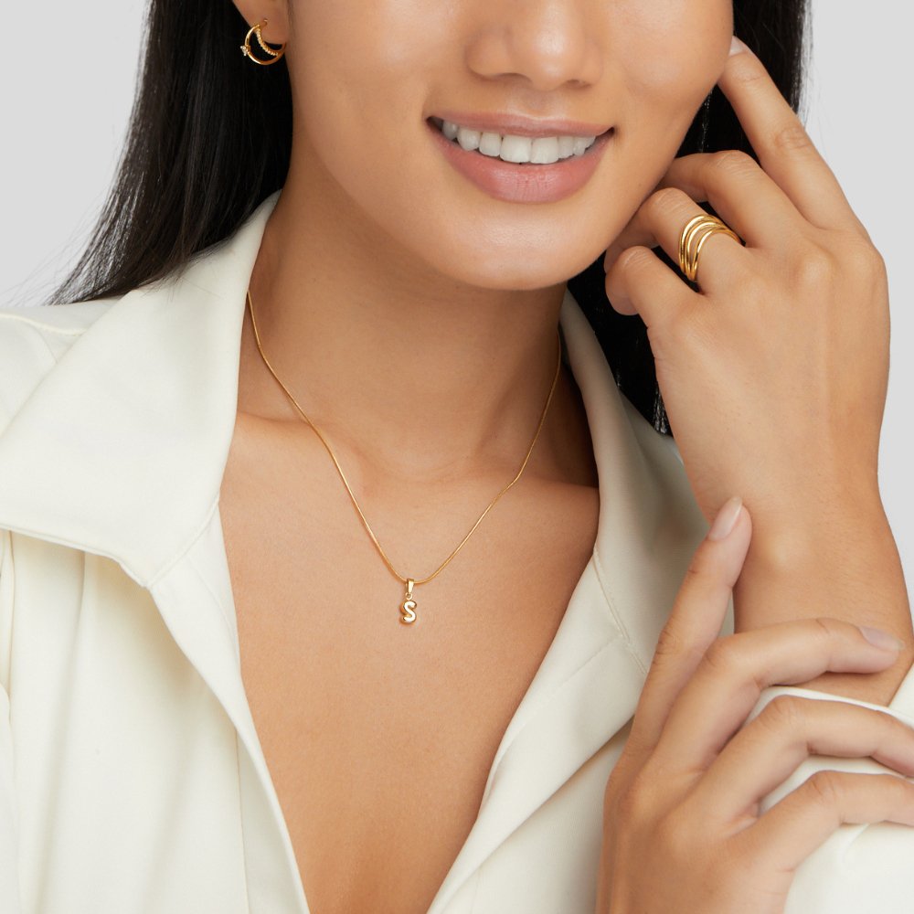 Emily - Elegant Bubble Letter Pendant Necklace