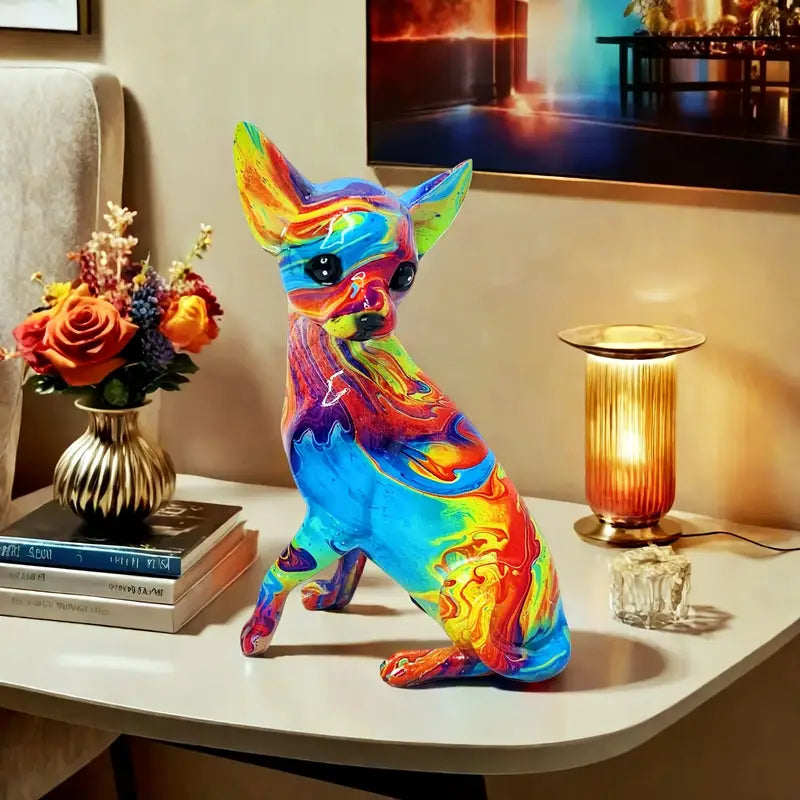 Colorful Chihuahua Resin Table Lamp